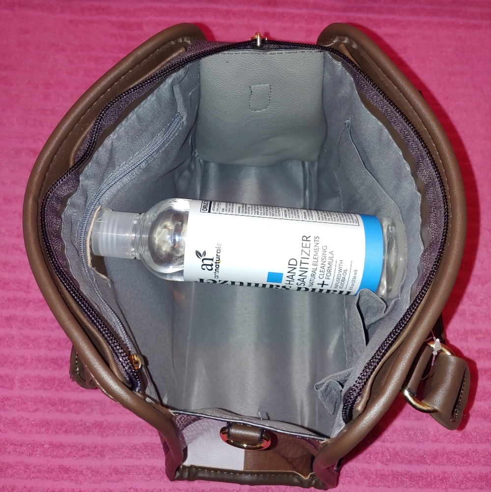 Plaid Small Handbag trimmed in Coffee Color or Chocolate Brown/Matching … - Picture 7 of 8